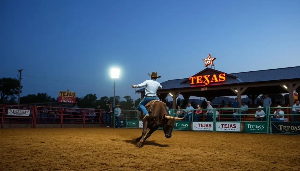 Tejas Rodeo Company in Timberwood Park Texas showing a live rodeo event Tejas Rodeo Company in Timberwood Park Texas showing a live rodeo event