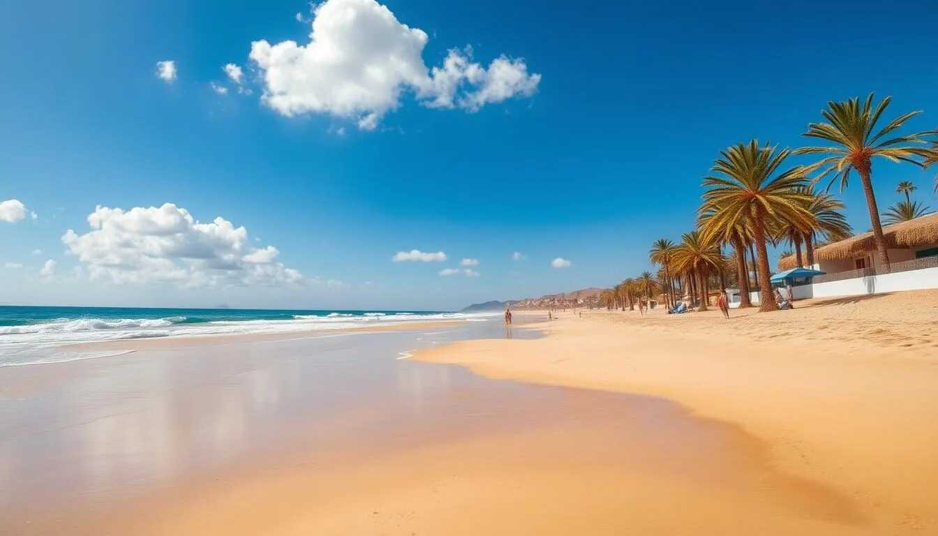 Temara beach during spring season with perfect weather and moderate crowds