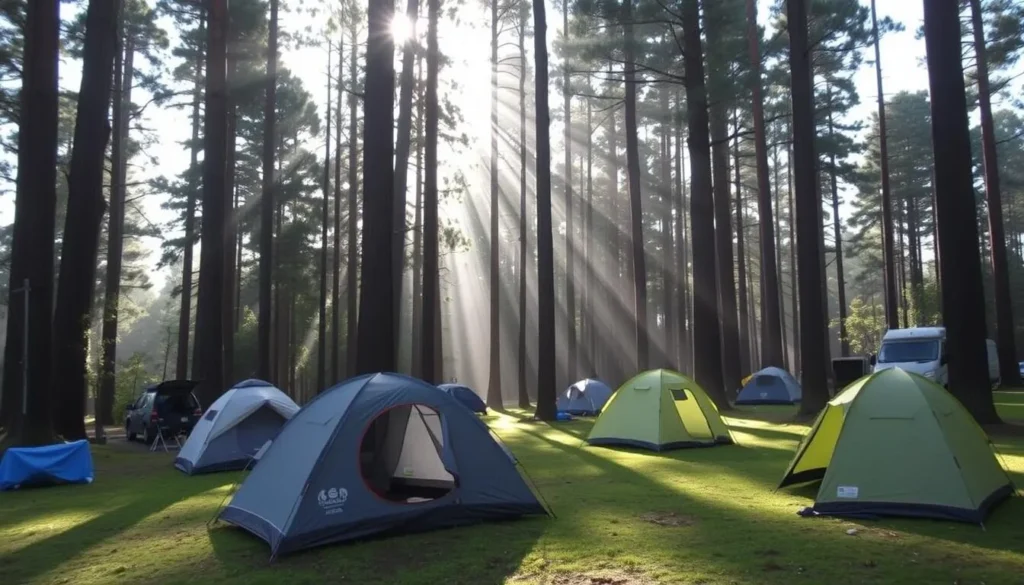 Tent camping at Dandabah campground in Bunya Mountains National Park