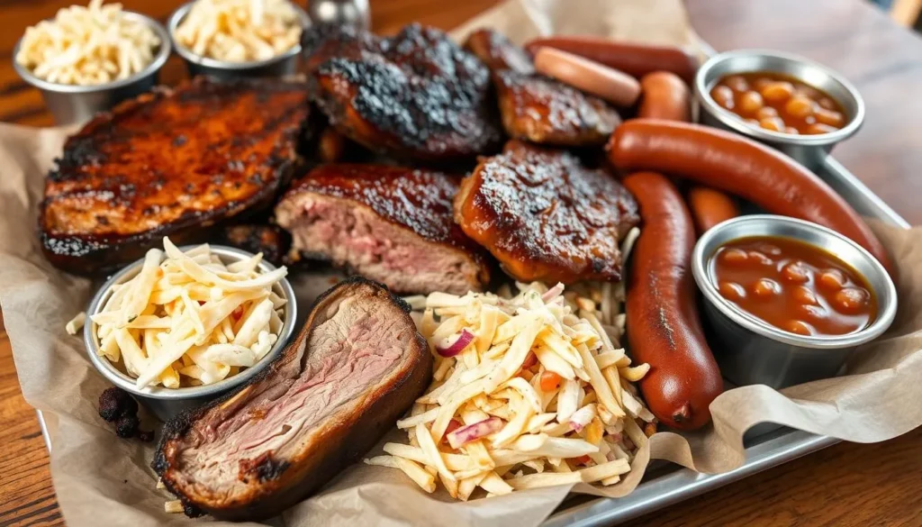 Texas BBQ platter at Stanley's Famous Pit BBQ in Tyler, Texas, popular things to do