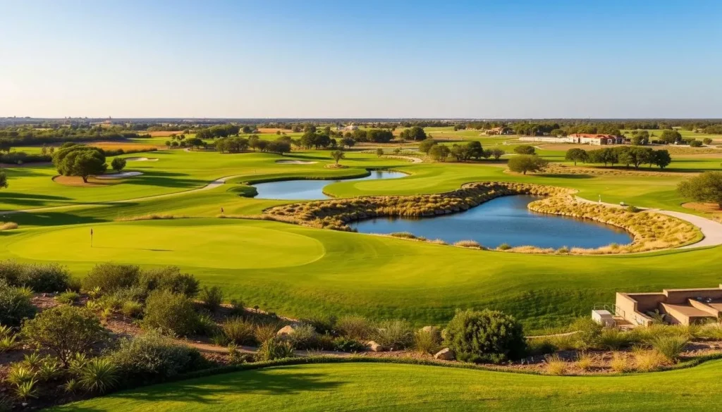 Texas Star Golf Course in Euless, Texas showing green fairways and water features Texas Star Golf Course in Euless, Texas showing green fairways and water features