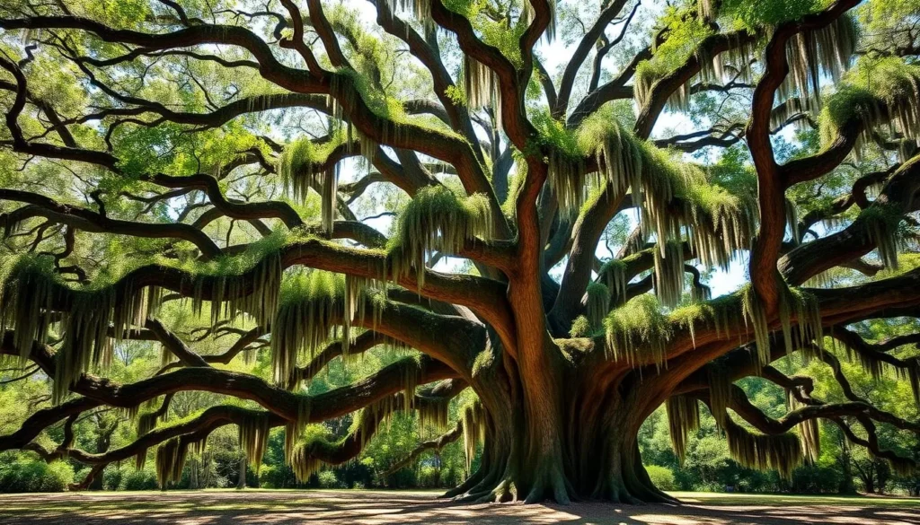 The Angel Oak Tree on Johns Island, South Carolina with its massive branches spreading wide