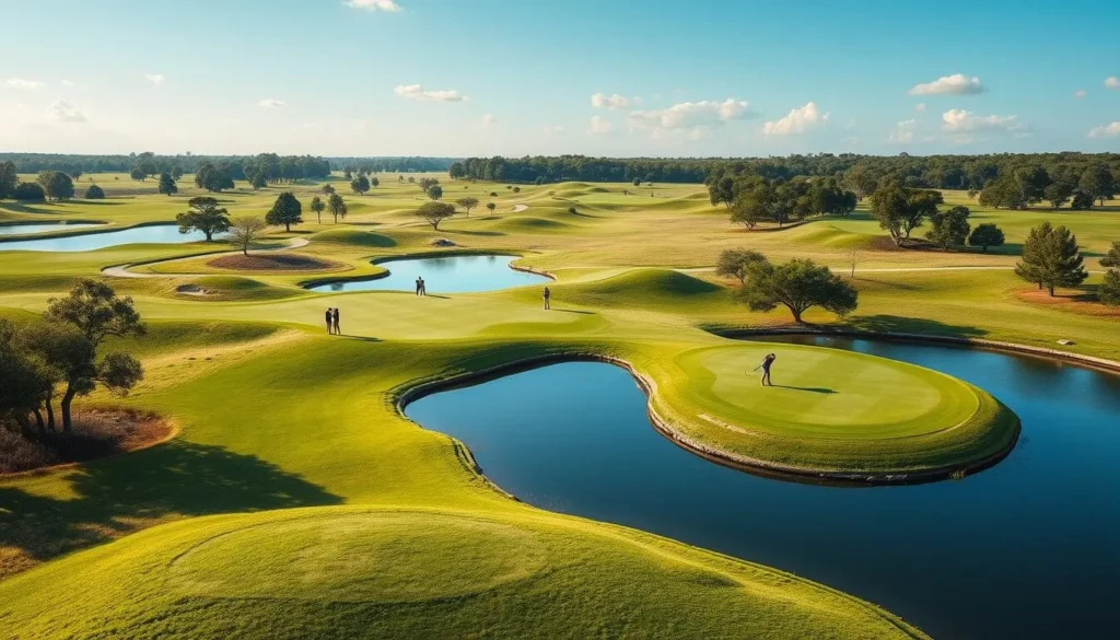 The Battleground Golf Course in Deer Park with rolling fairways and water features on a sunny day