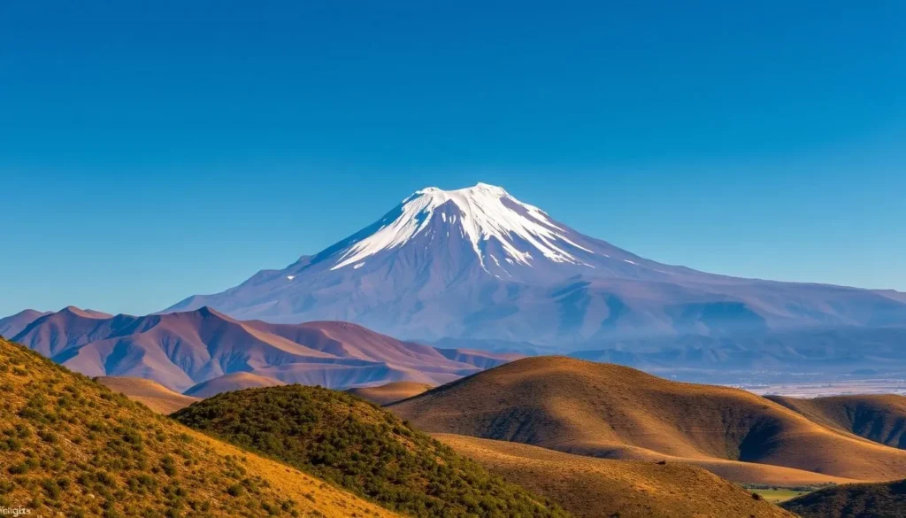The Pico de Orizaba volcano visible from near Cañón del Río Blanco National Park