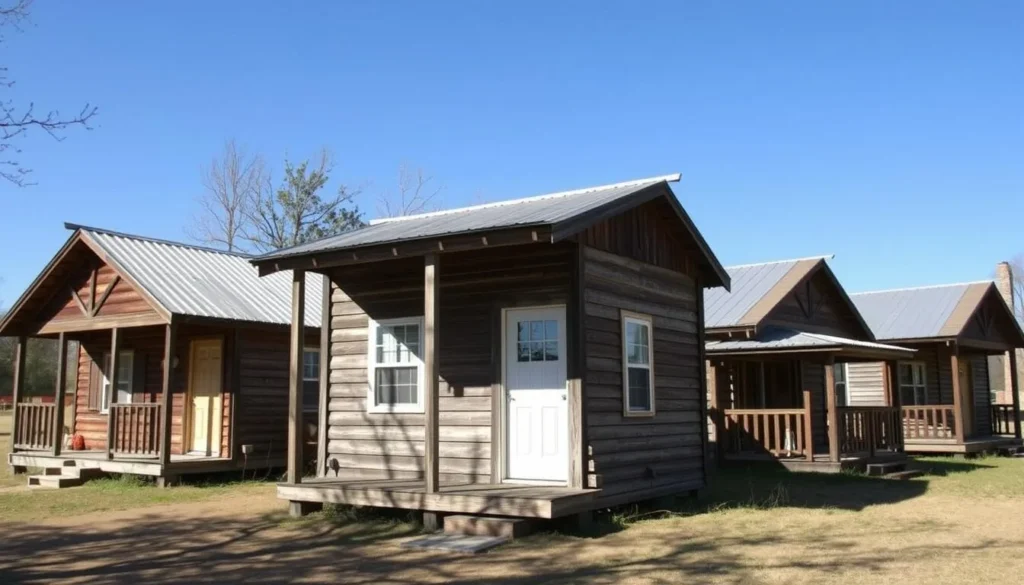 The Shack Up Inn in Clarksdale Mississippi showing authentic sharecropper shacks converted to unique lodging
