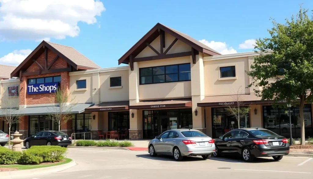 The Shops at Overlook in Timberwood Park Texas showing retail storefronts The Shops at Overlook in Timberwood Park Texas showing retail storefronts