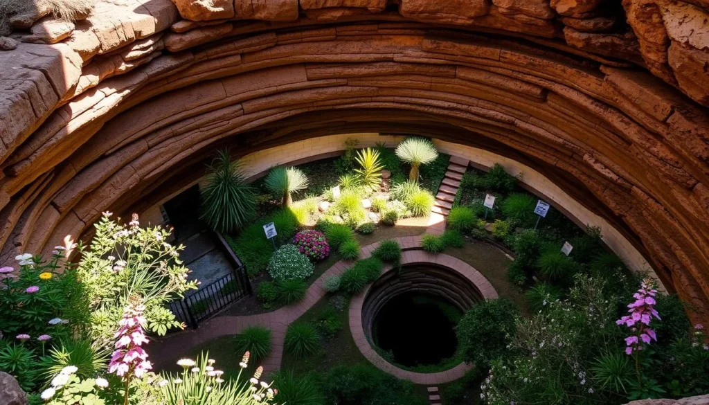 The Umpherston Sinkhole in Mount Gambier with its lush garden