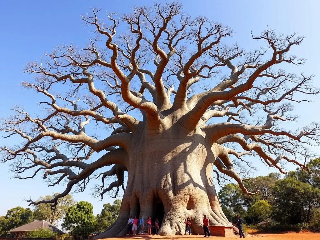 The ancient Baobab Tree in Mannar with its massive trunk