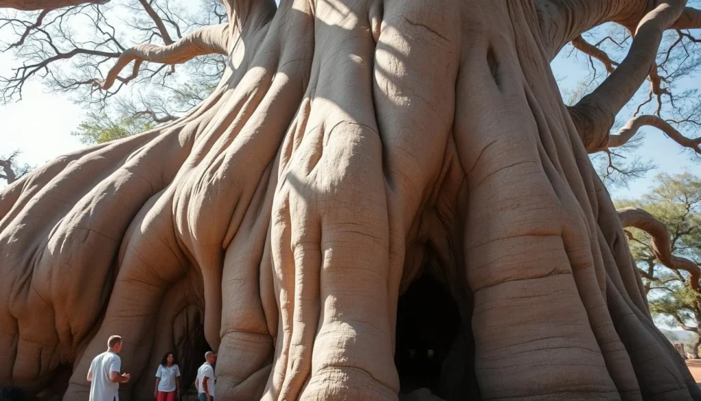 The ancient sacred baobab tree of Mahajanga with its massive trunk