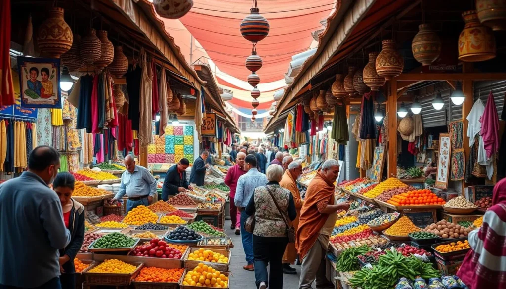 The bustling Tuesday souk (market) in Khemisset with colorful stalls and local vendors