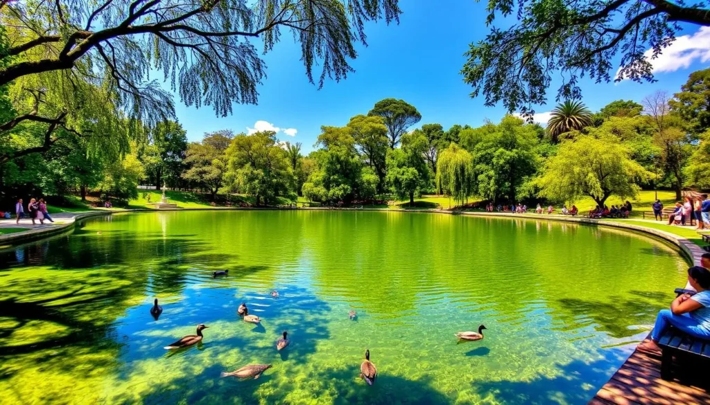 The central lake at Fuentes Brotantes de Tlalpan National Park with natural springs and wildlife