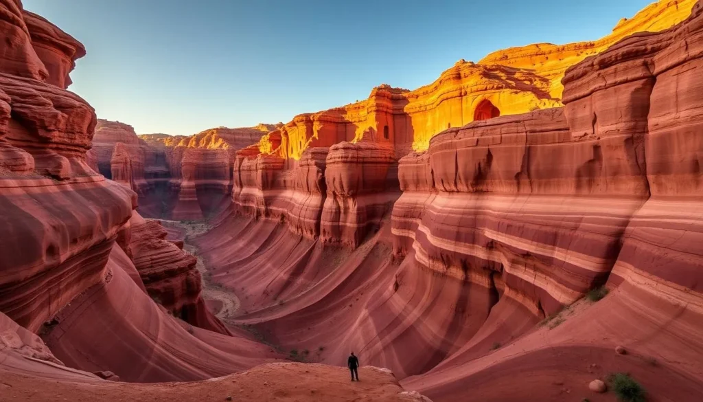 The dramatic red sandstone Ankarokaroka Canyon