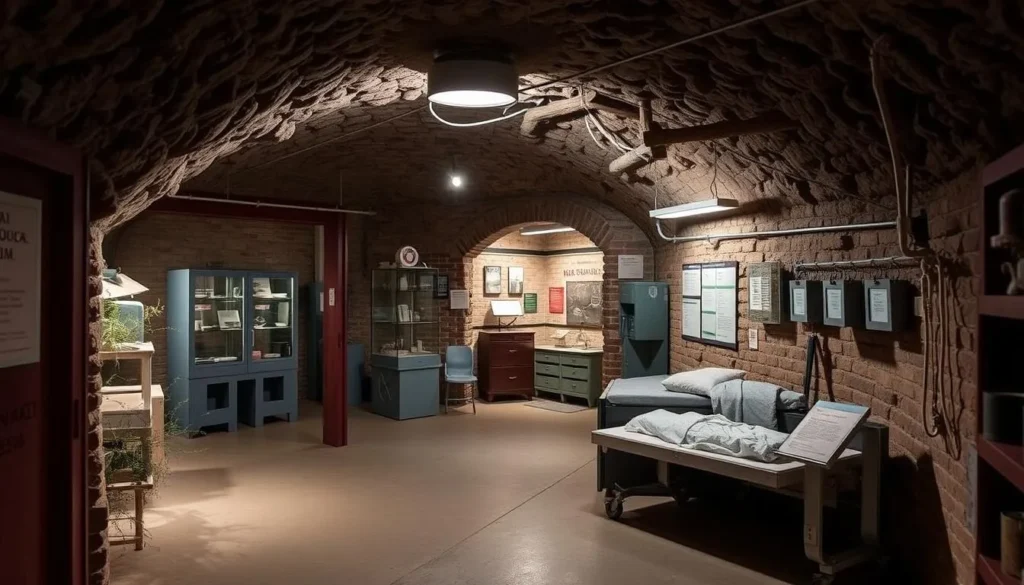 The entrance to the Mount Isa Underground Hospital with historical displays and artifacts