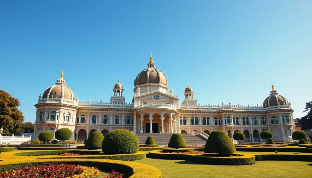 The exotic Royal Pavilion in Brighton with its distinctive Indian-inspired domes and architecture