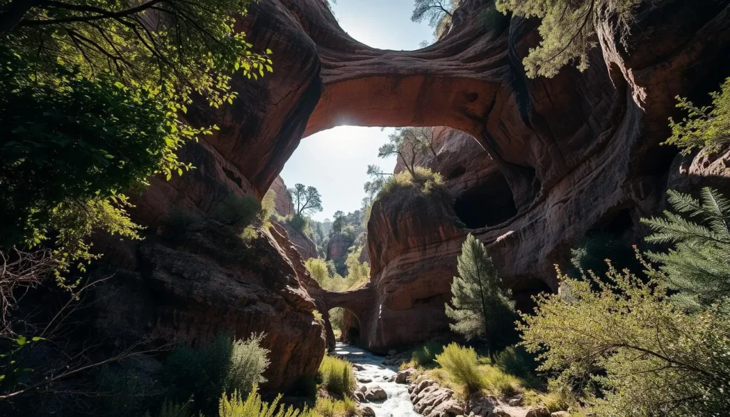 The famous Bridge of God natural rock formation in Talassemtane National Park, Morocco