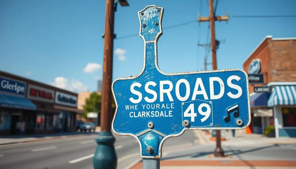 The famous Crossroads marker where Highways 61 and 49 meet in Clarksdale Mississippi things to do