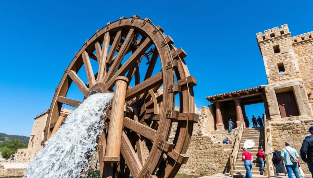 The famous Norias of Hama water wheels on the Orontes River