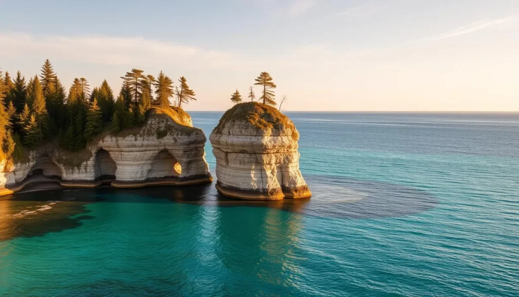 The famous flowerpot rock formations on Flowerpot Island, Ontario
