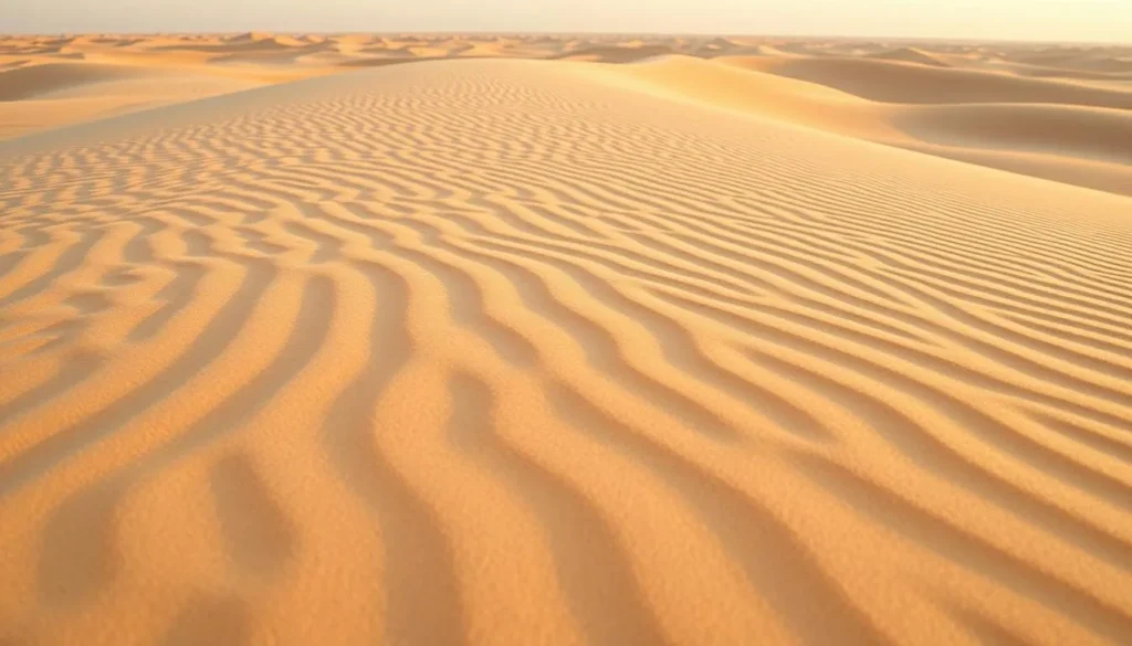 The famous singing sand dunes of Mesaieed with rippled patterns