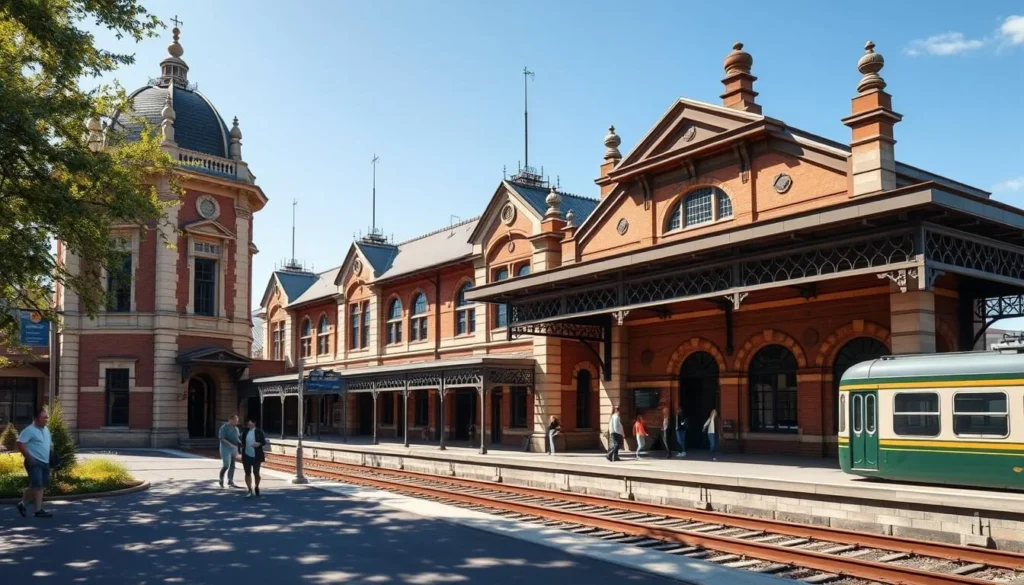 The historic Albury Railway Station with its distinctive architecture, an important transport hub for visitors to Albury New South Wales