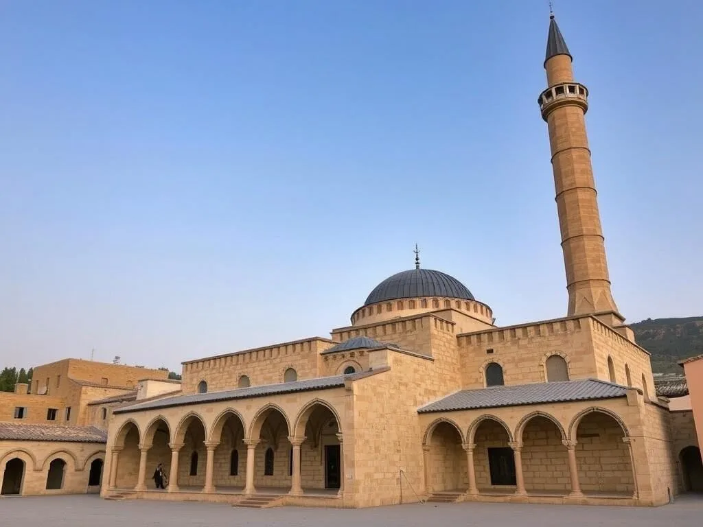 The historic Great Ajloun Mosque with its distinctive minaret The historic Great Ajloun Mosque with its distinctive minaret