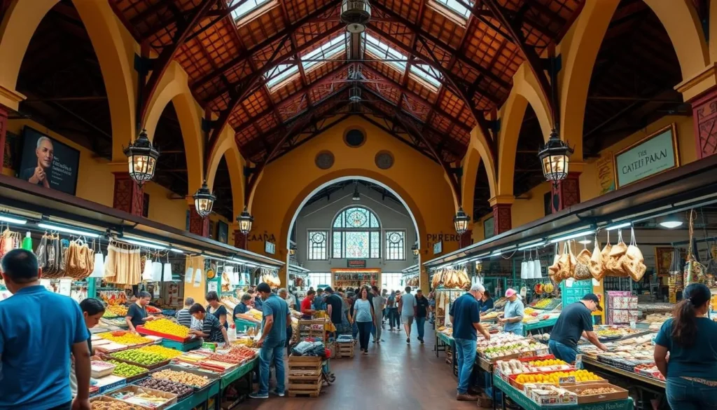 The historic Mercado Público (Public Market) in Porto Alegre with its distinctive architecture and busy interior The historic Mercado Público (Public Market) in Porto Alegre with its distinctive architecture and busy interior