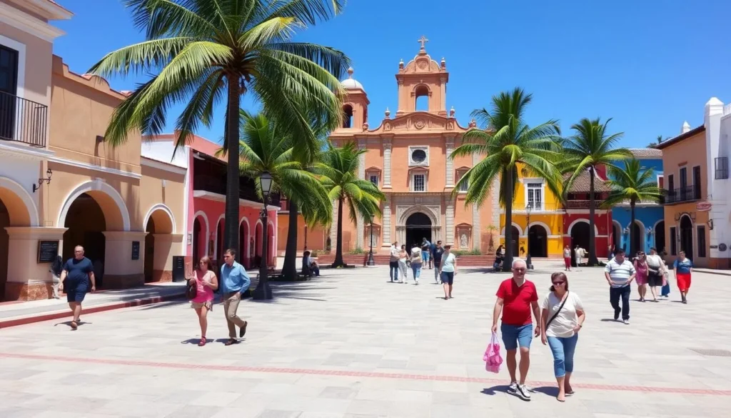The historic town center of Loreto, Mexico with its beautiful mission church and colorful buildings The historic town center of Loreto, Mexico with its beautiful mission church and colorful buildings
