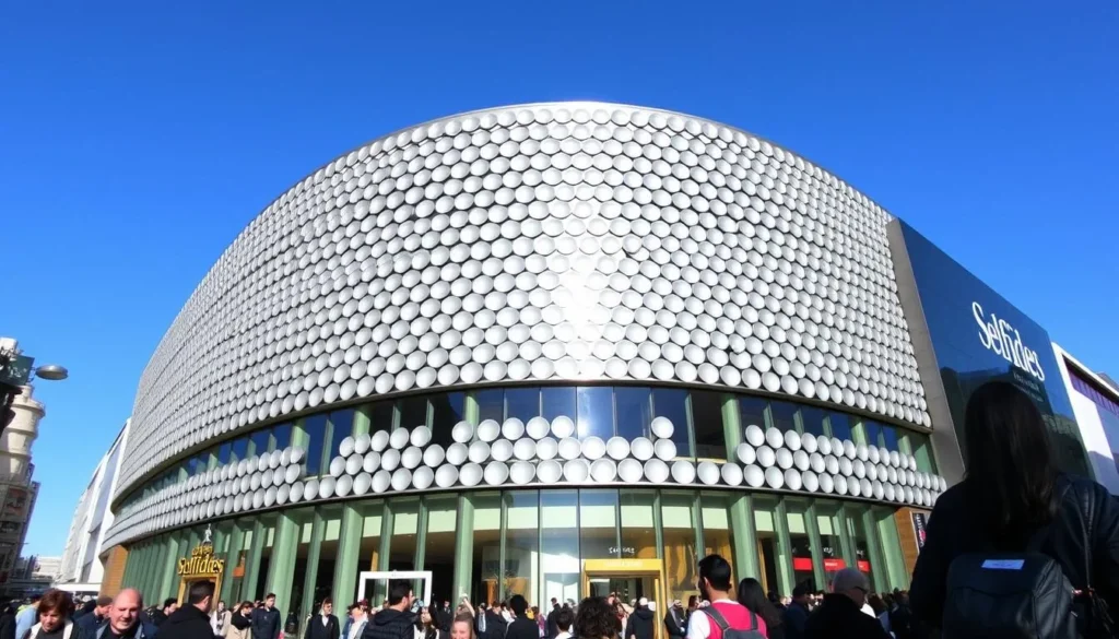 The iconic Bullring shopping center in Birmingham with the distinctive Selfridges building