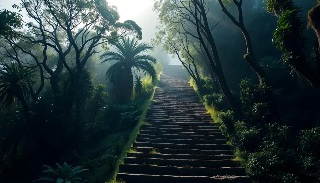 The iconic stone steps leading up to Ciudad Perdida archaeological site in Colombia