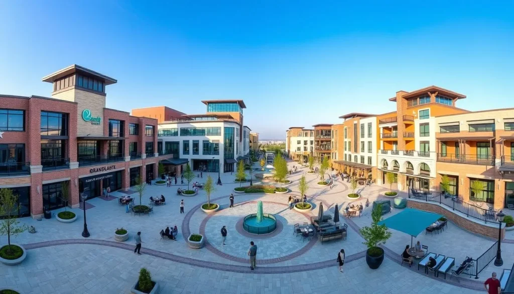 The impressive Grandscape development in The Colony featuring entertainment venues and shopping