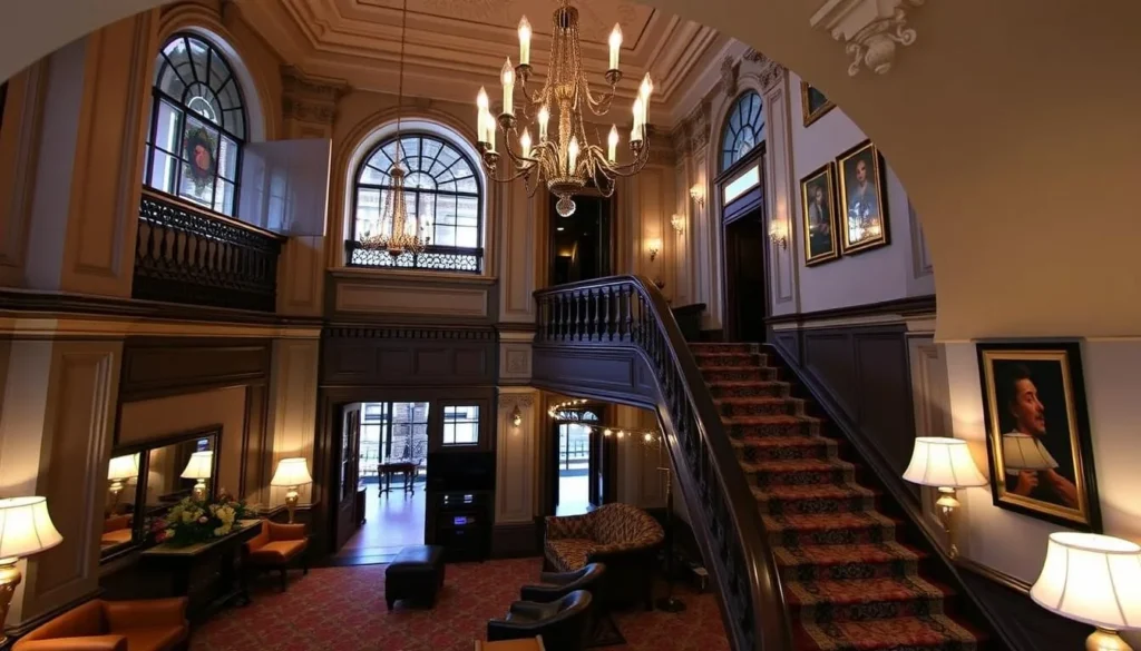The luxurious interior of The Merchant Hotel in Belfast's Cathedral Quarter showing elegant Victorian architecture and decor