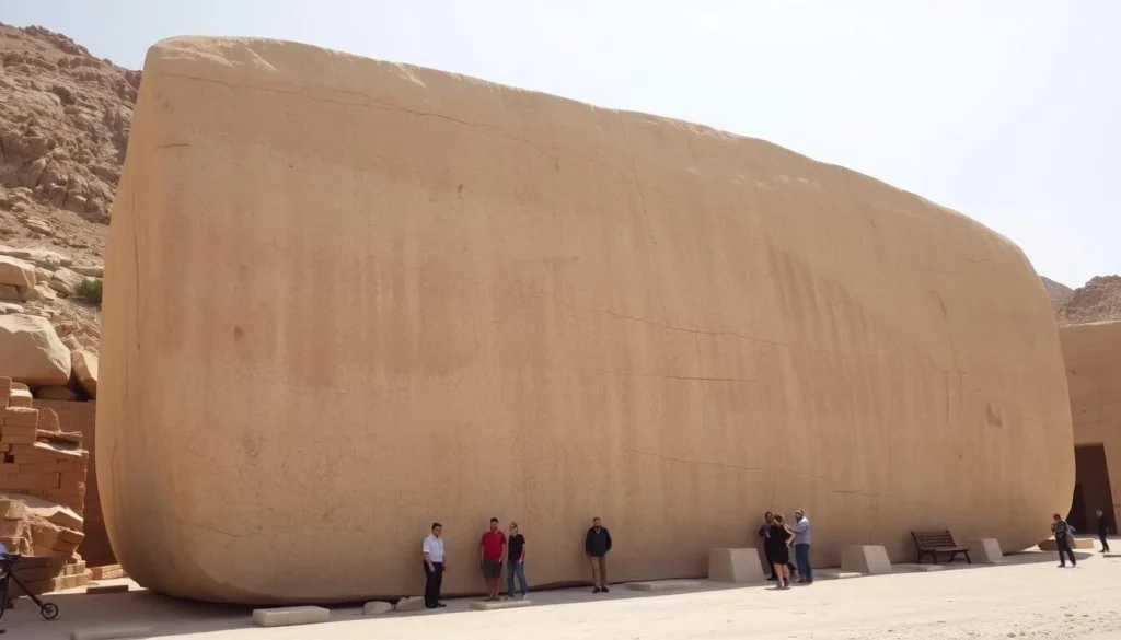 The massive Stone of the Pregnant Woman monolith in Baalbek quarry