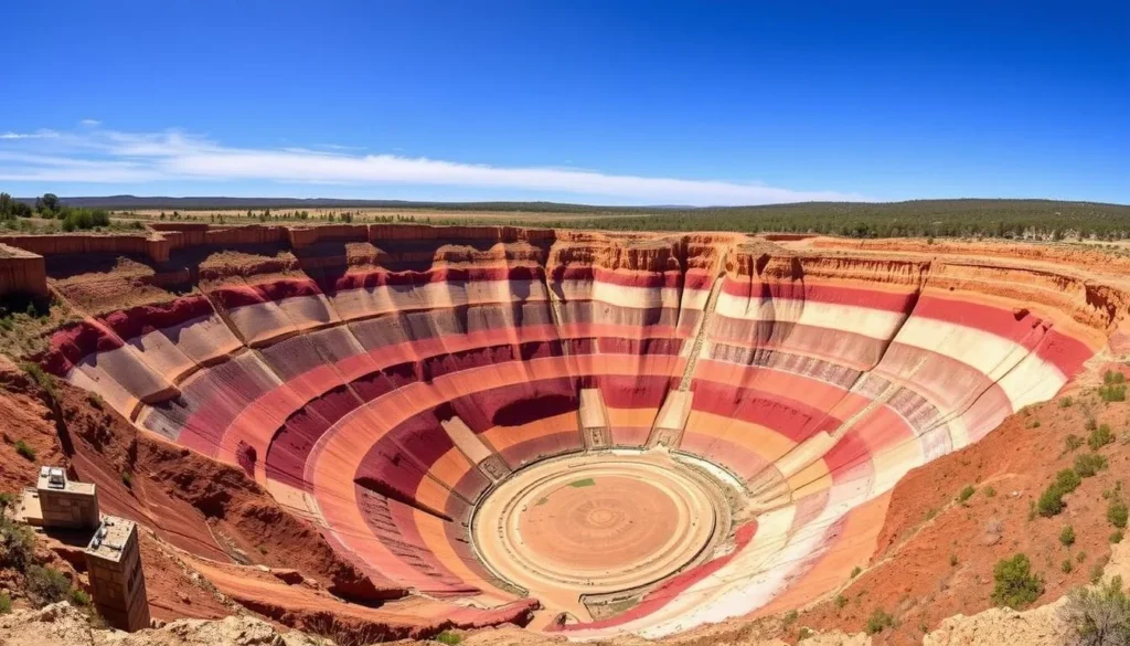 The massive colorful cliffs of the hydraulic mining pit at Malakoff Diggins State Historic Park