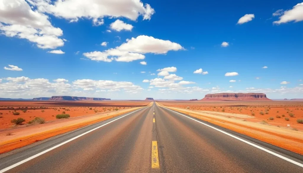 The open outback road leading to Mount Isa with vast landscapes on both sides