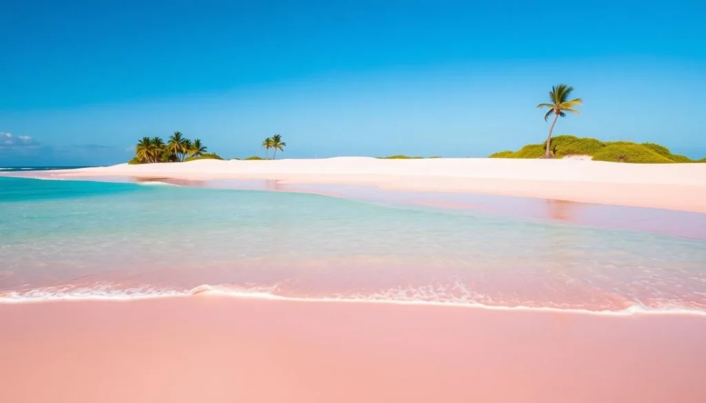 The pink sands of Princess Diana Beach (formerly Coco Point) in Barbuda