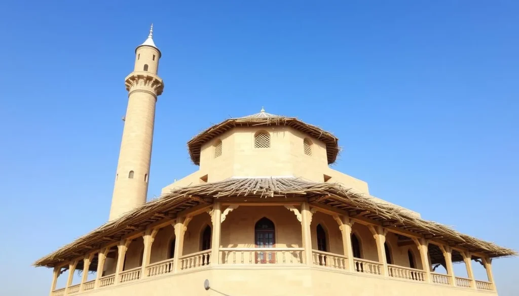 The restored Al Shamal Mosque with its distinctive minaret