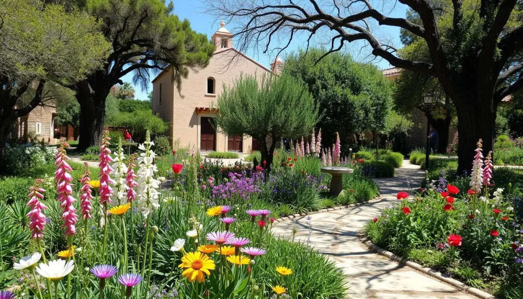 The restored Potter-Church Garden at Castro Adobe with native California plants in bloom