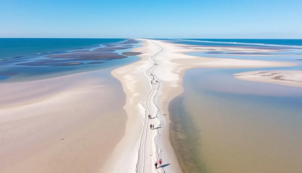 The sandbar connecting Great Chebeague to Little Chebeague Island at low tide