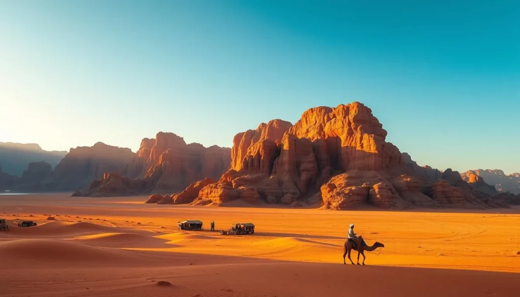 The stunning desert landscape of Wadi Rum near Aqaba, a must-visit destination and one of the best things to do in Aqaba Jordan