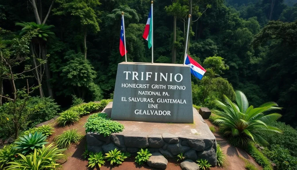 The symbolic Trifinio monument marking the exact point where Honduras, Guatemala and El Salvador meet