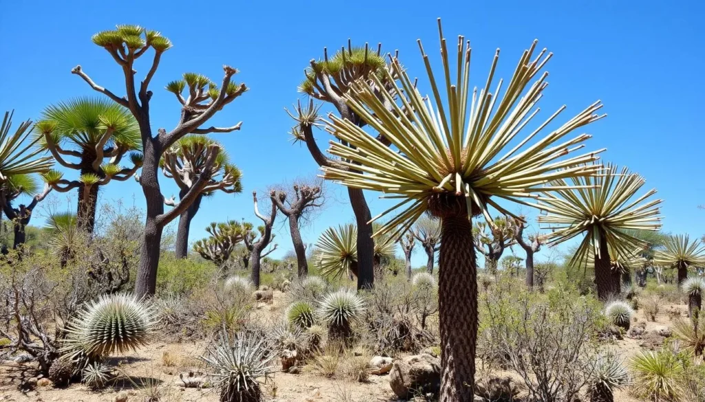 The unique spiny forest of Andohahela with endemic plants including the triangle palm The unique spiny forest of Andohahela with endemic plants including the triangle palm
