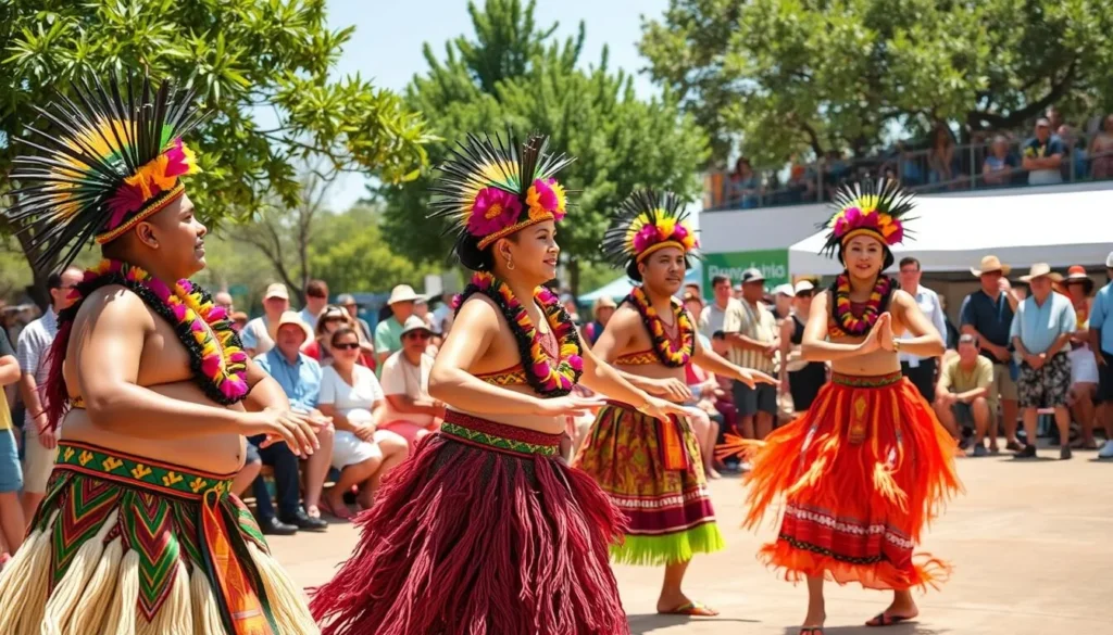 Tongan cultural performance at a festival in Euless, Texas