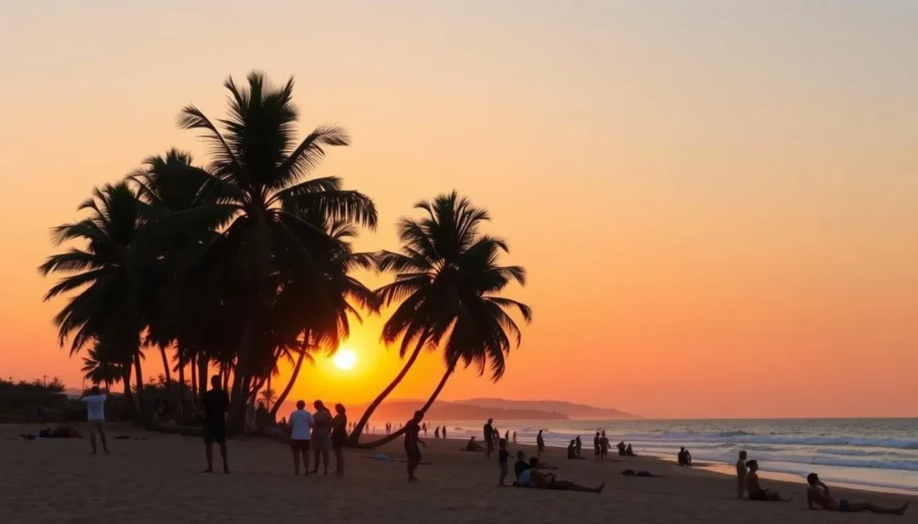 Tourist enjoying a Darwin sunset at Mindil Beach during the dry season