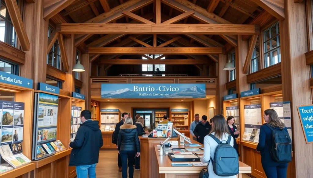 Tourist information center in Bariloche's Centro Cívico with helpful staff