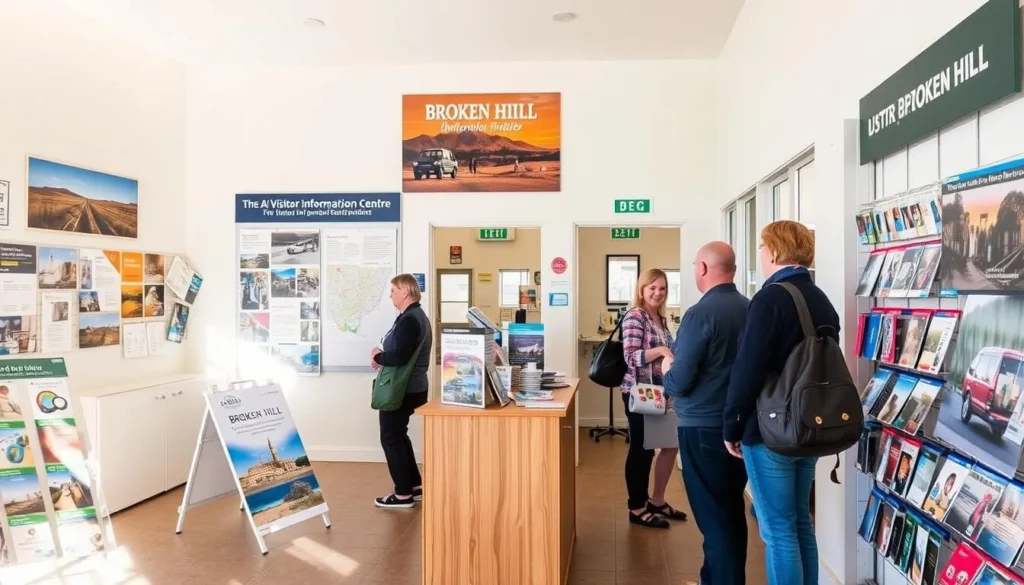 Tourist information center in Broken Hill with visitor maps and brochures