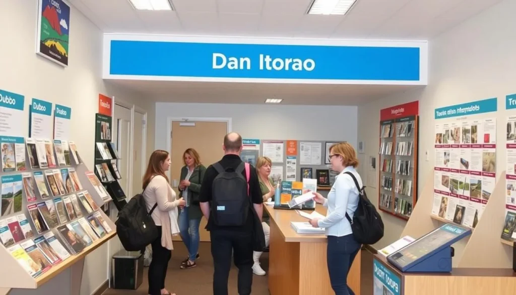 Tourist information center in Dubbo with helpful staff assisting visitors