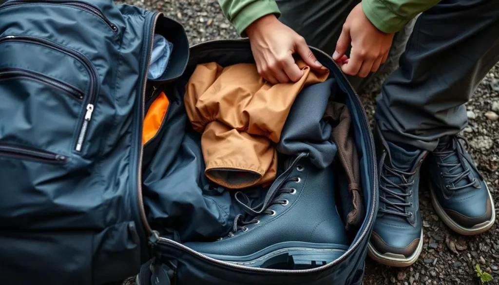 Tourist packing waterproof gear and quick-dry clothing for a Dominica trip