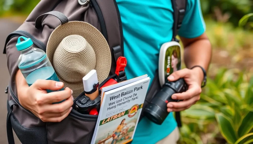 Tourist preparing for a day trip to West Bali National Park with proper gear