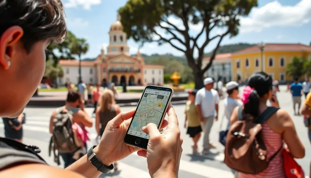 Tourist using a local SIM card on their phone while exploring Valledupar's attractions