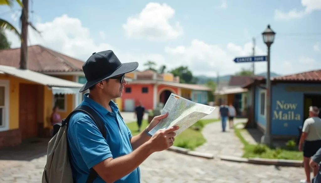 Tourist using a local map to navigate Catacamas Tourist using a local map to navigate Catacamas